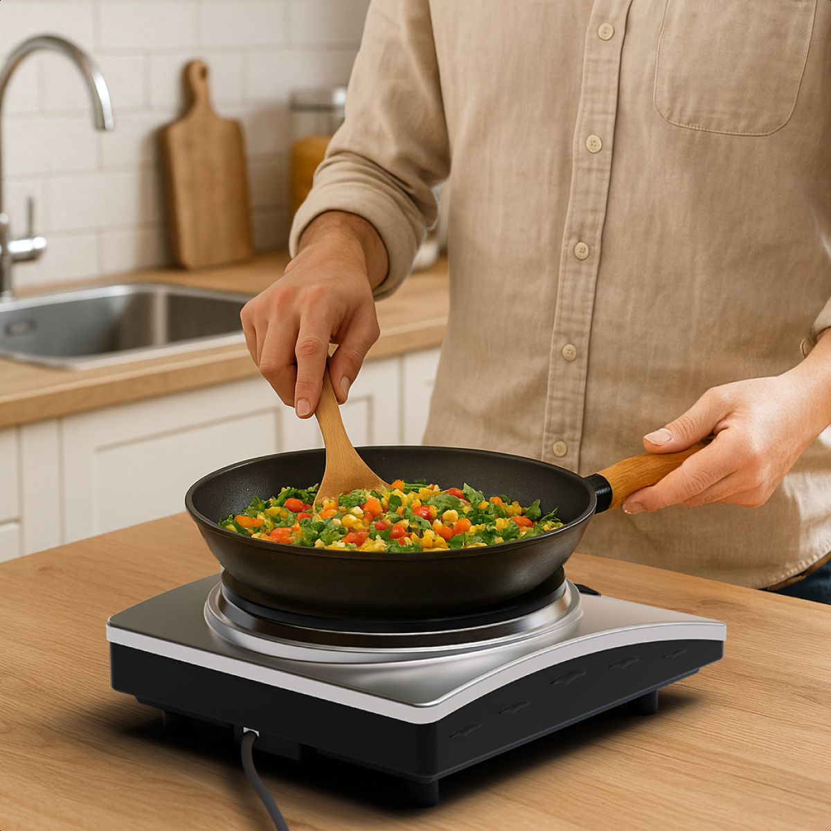 Koken, Voedsel roeren, Volwassene, Man, Persoon