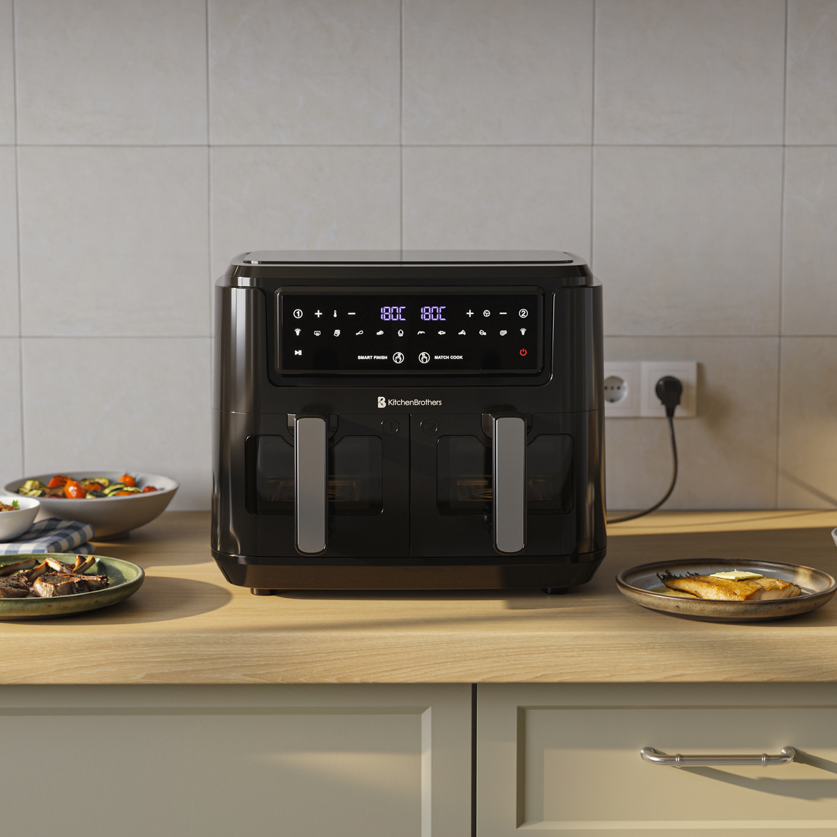 Dubbele Airfryer XXL 9L Zwart