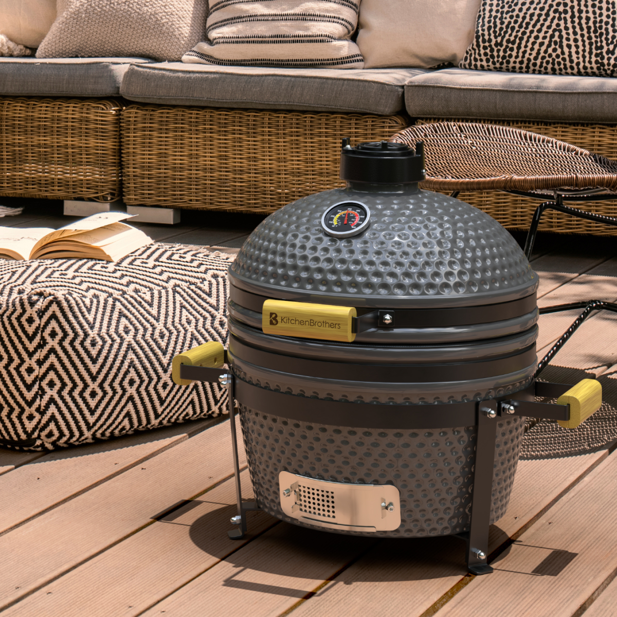 barbecue, kamado, grill, lantaarn, koelplaat