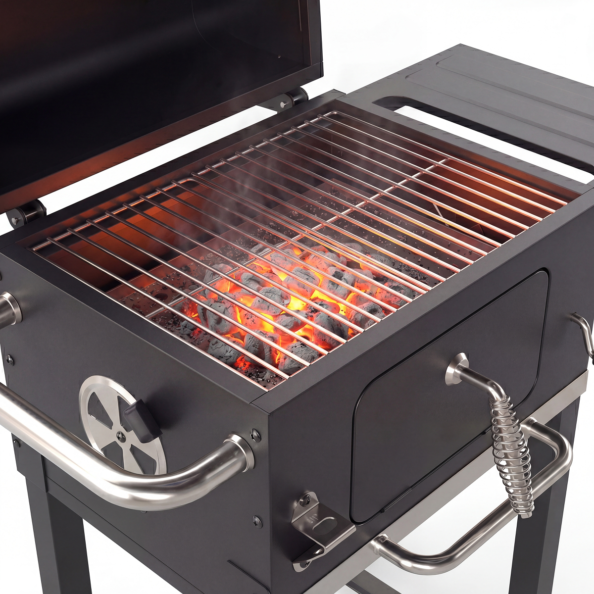 barbecue, grill, koolt, grillrooster, metaal handvatten
