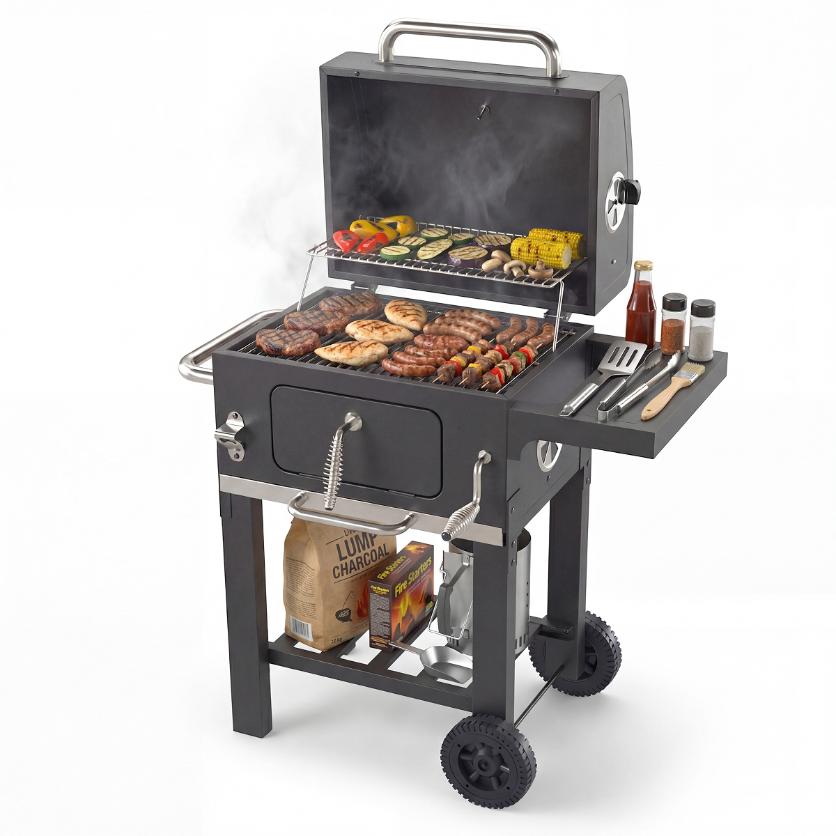 grill, barbecue, houtskool, gasgrill, eten