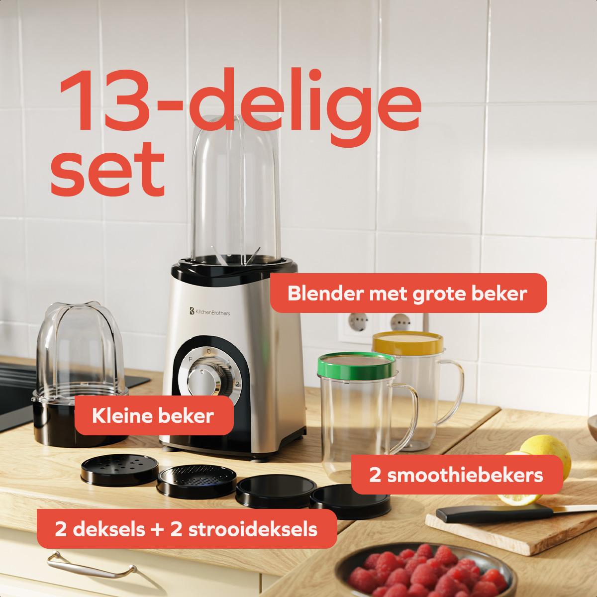 Apparaat, Mixer, Bessen, Framboos
