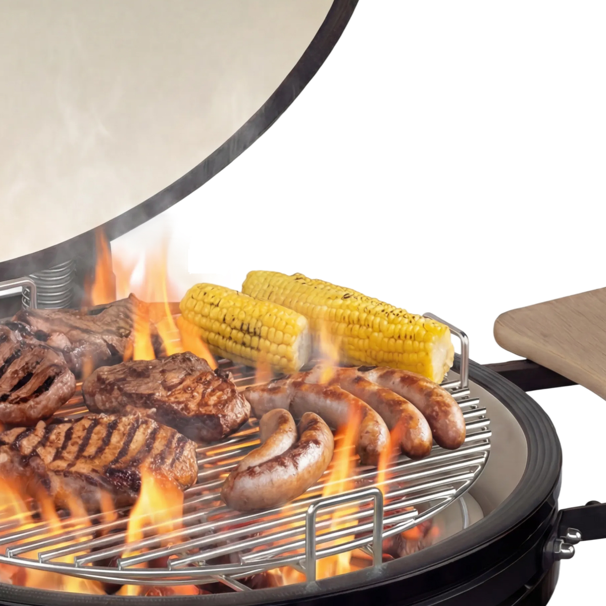 barbecue, grill, worst, maïs, vlees