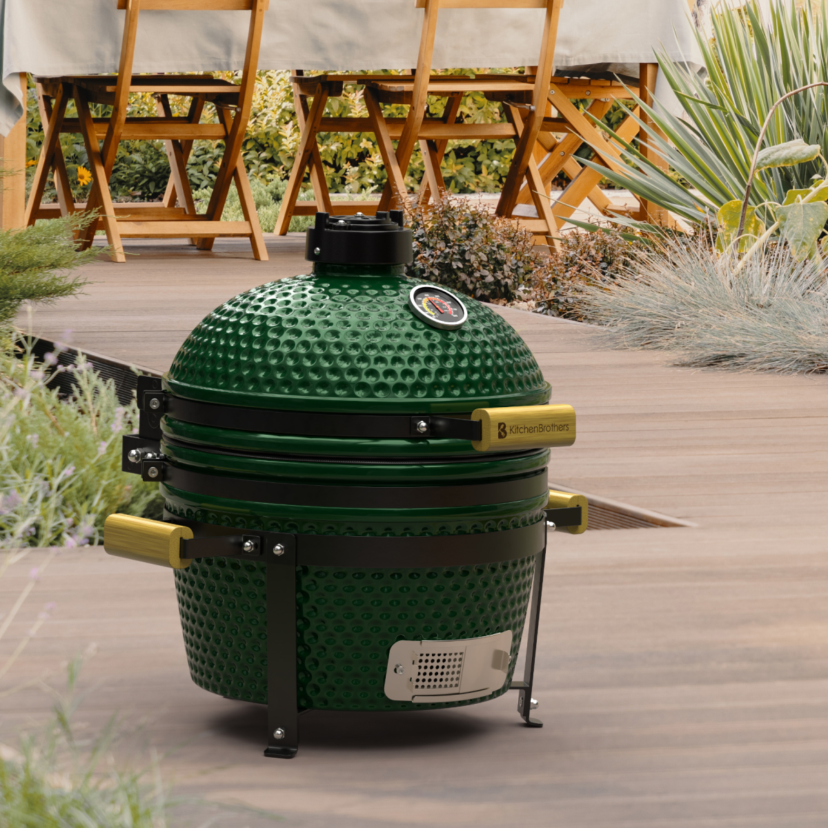 grill, keramische koepel, groene grill, tuinbarbecue, Kitchens Brothers