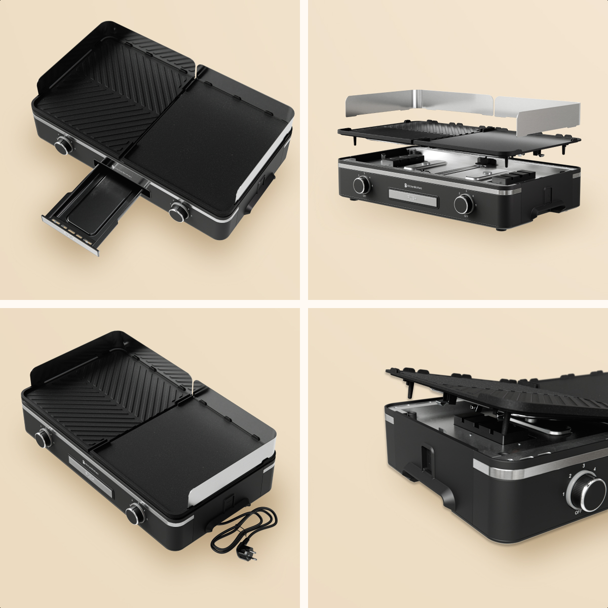 Elektrische Grillplaat - Gourmet - 2400W - Zwart