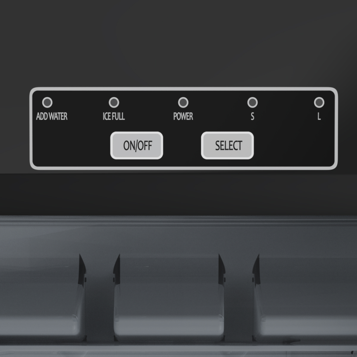 waterdispenser, control panel, on/off button, power indicator, water taps