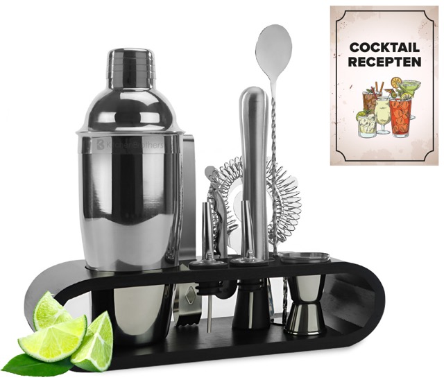 Cocktail Set 11 Delig Zwart/Bamboe