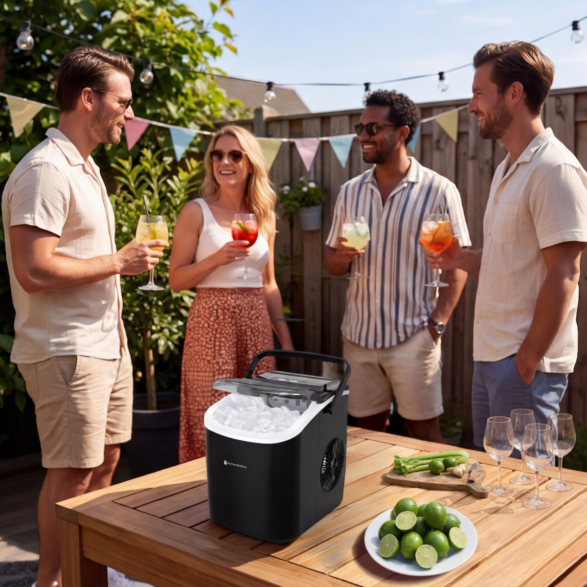 koelkast, ijsmachine, tafel, limoen, outdoor