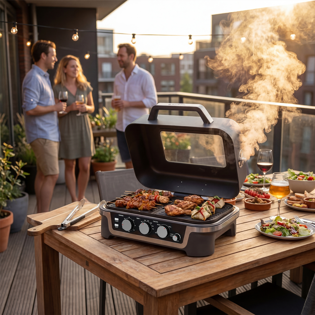 barbecue, grill, terras, roest, koken