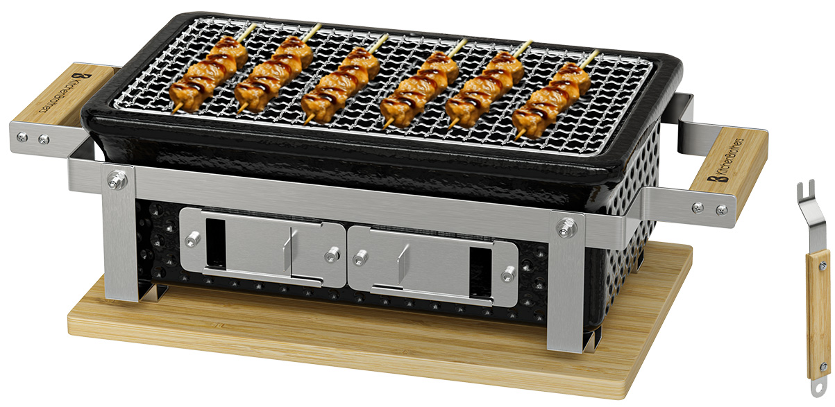 Kamado Hibachi Grill - Houtskool Barbecue - Shichirin Tafelgrill - Zwart