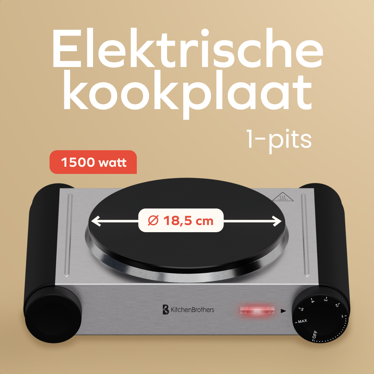Elektrische Kookplaat - 1 Pits - 7 Standen - RVS