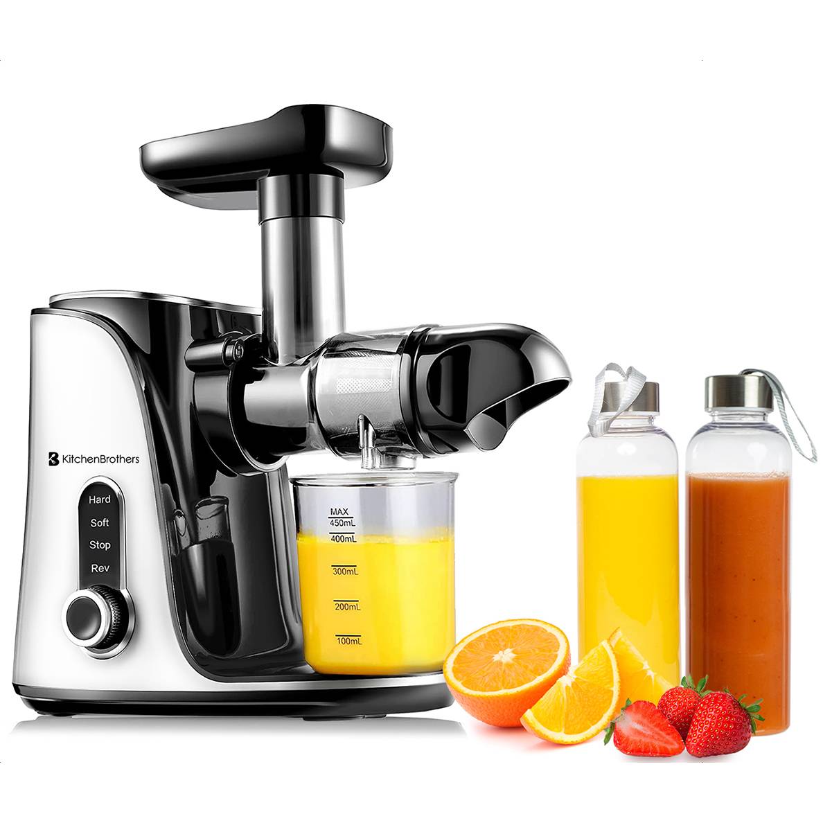 KitchenBrothers Slowjuicer 450ml 4 Standen Wit