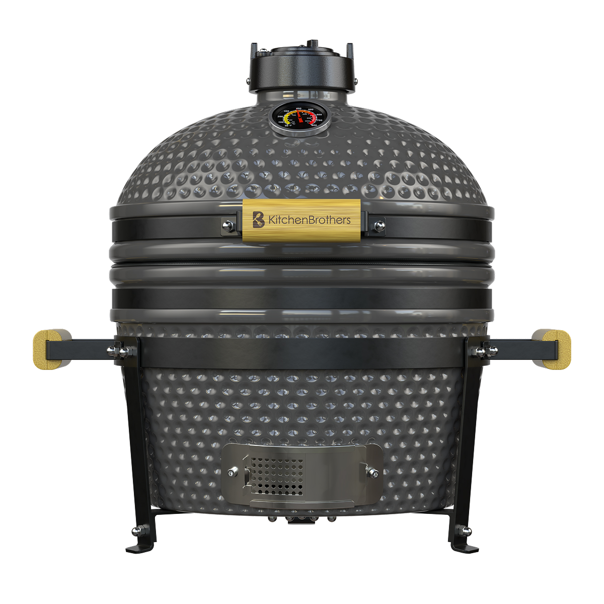 kamado, barbecue, grill, patroon-dots, thermometer