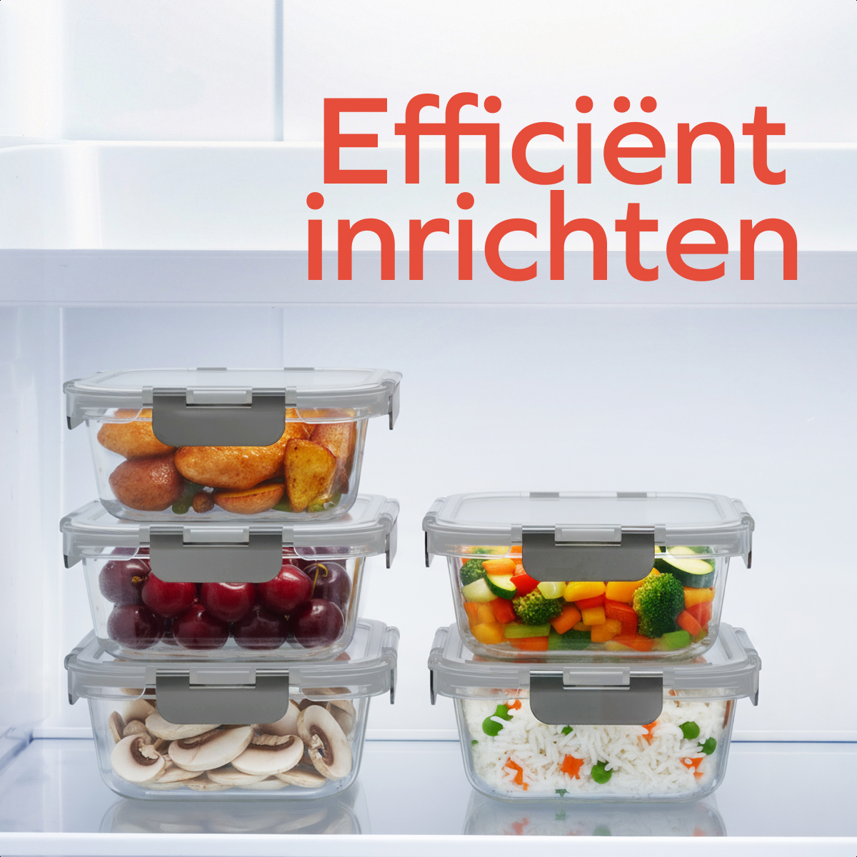 koelkastopslag, voedselbewaring, glasbakjes, meal prep, transparentLades